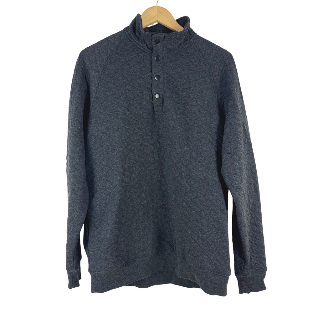 Goodfellow Co Mens Quilted Snap Neck Pullover Sweatshirt Charcoal Gray Size M